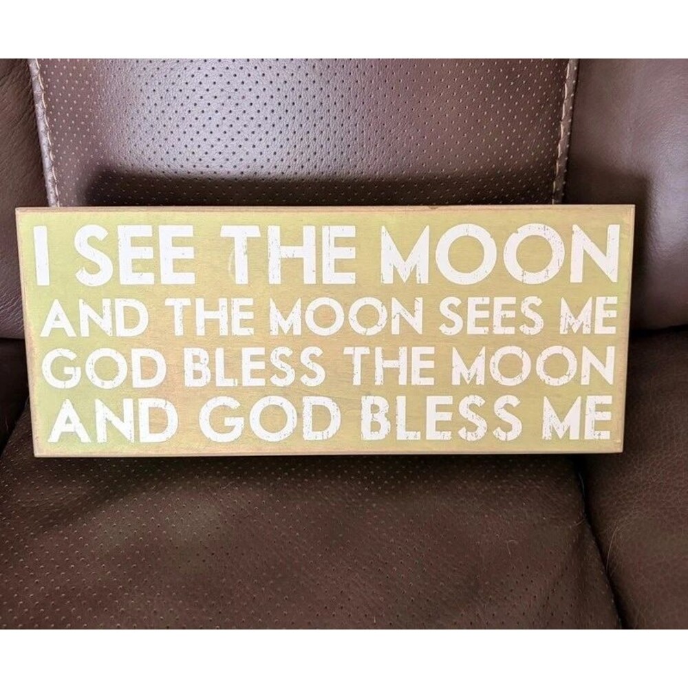 Primitives By Kathy Green Box Sign I See The Moon Nursery Decor 14870